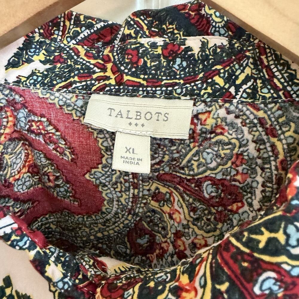 Talbots Paisley Long Sleeve Button Up Woman’s Top Size XL - Picture 5 of 10